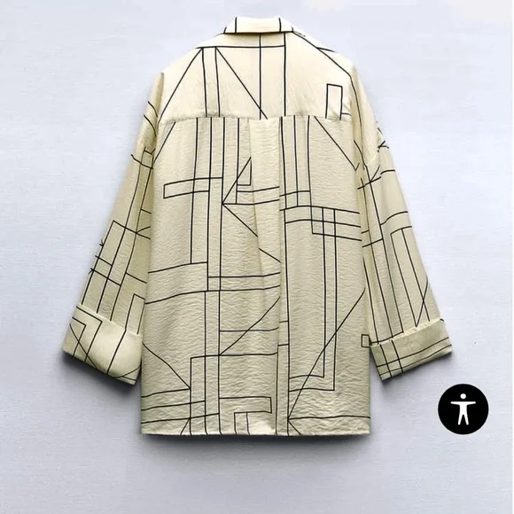 ZARA GEOMETRIC PRINT BLAZER - Picture 4 of 11